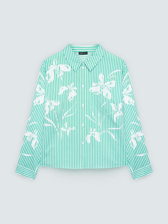 Camicia a righe con stampa floreale