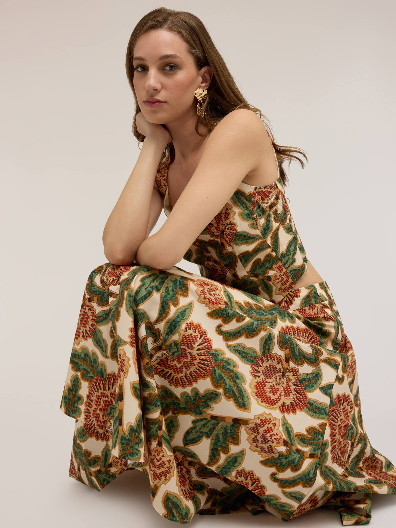 Circle skirt in printed poplin image number 2