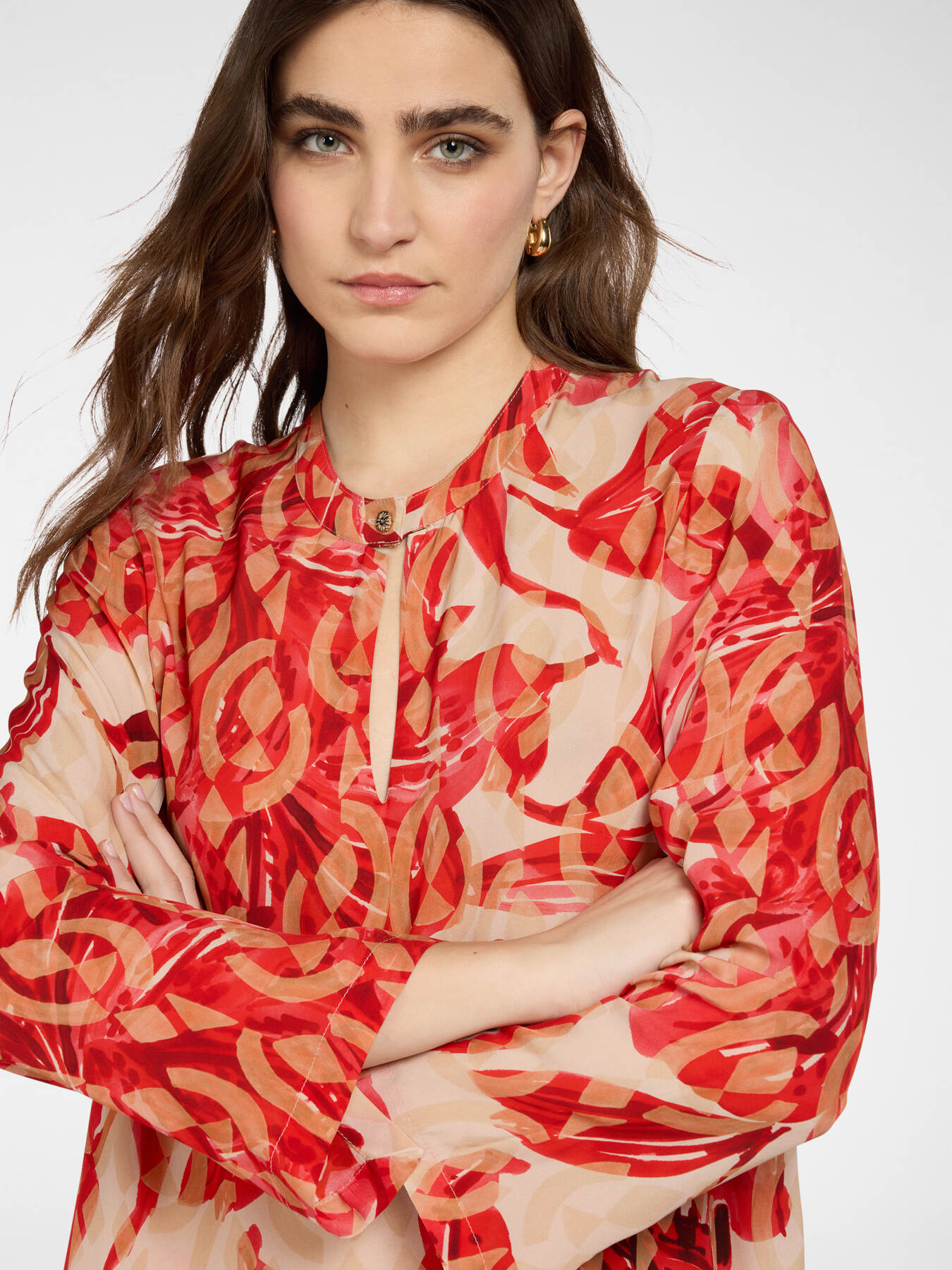 Long printed blouse image number 0
