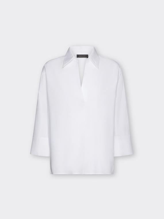 Camicia in popeline maniche tre quarti