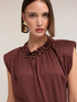T-shirt with gathering and appliqu&eacute;s on the neckline image number 3