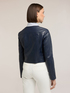 Biker jacket with asymmetric zip and striped lining image number 1