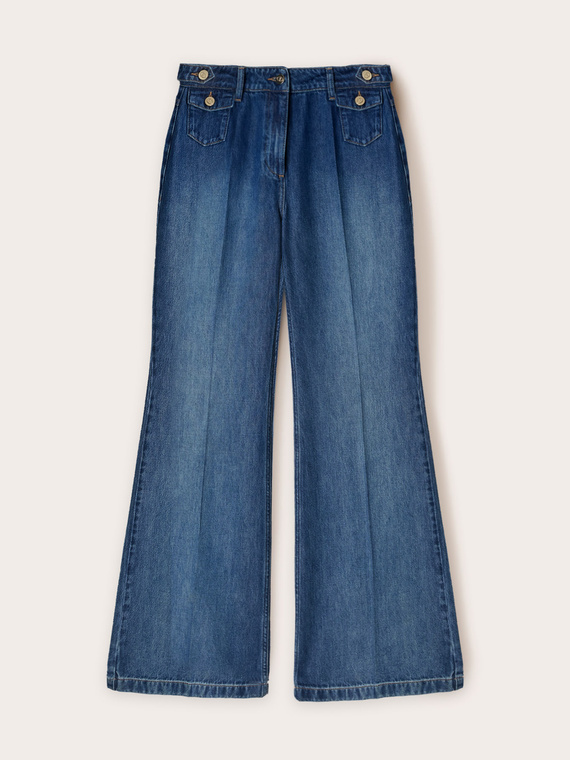 Jeans flare misto TENCEL™ con piega stirata