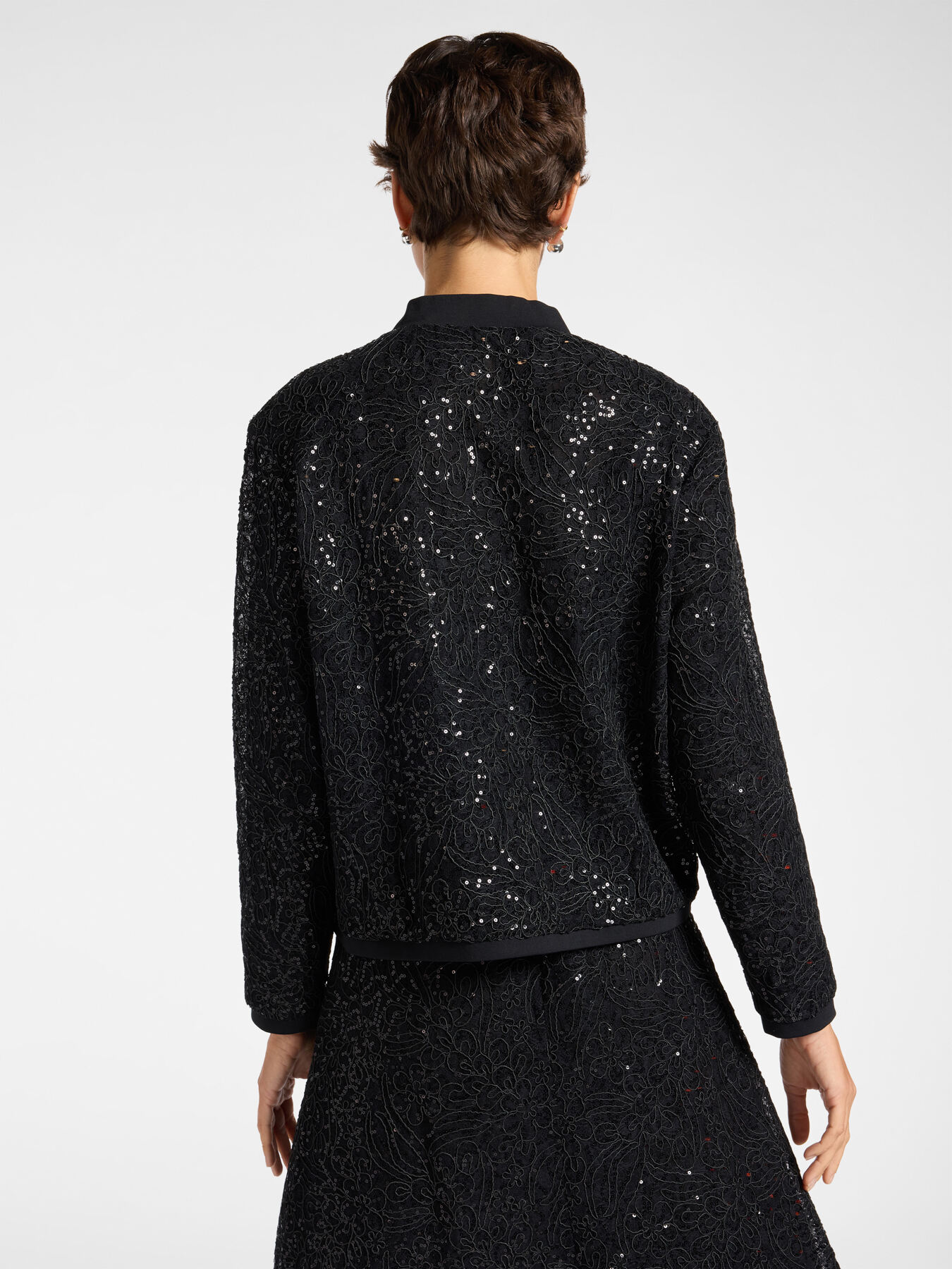 Lace and sequins bomber jacket image number 1