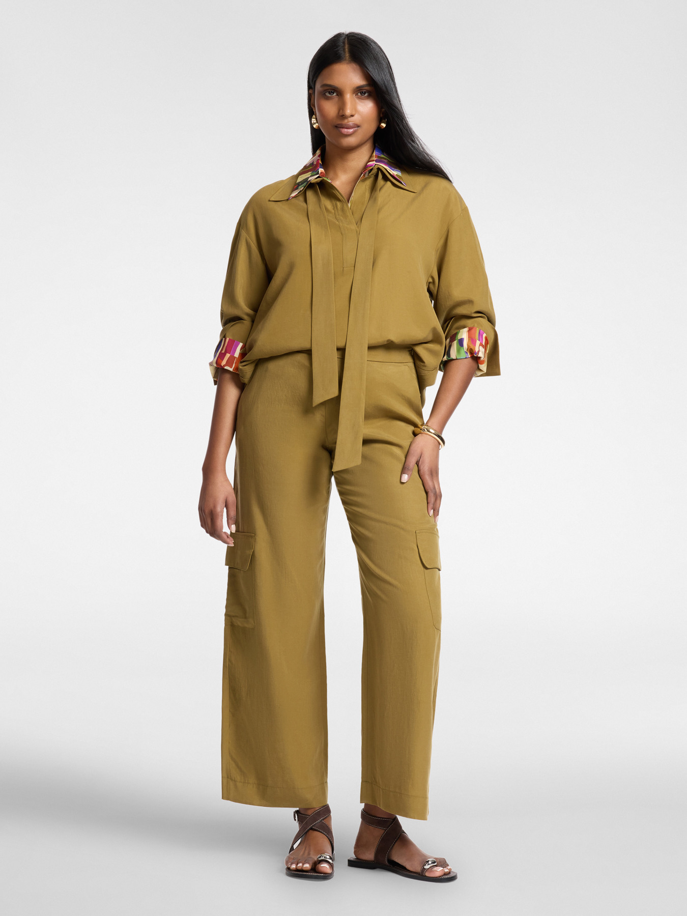 Linen blend shirt with sash image number 2