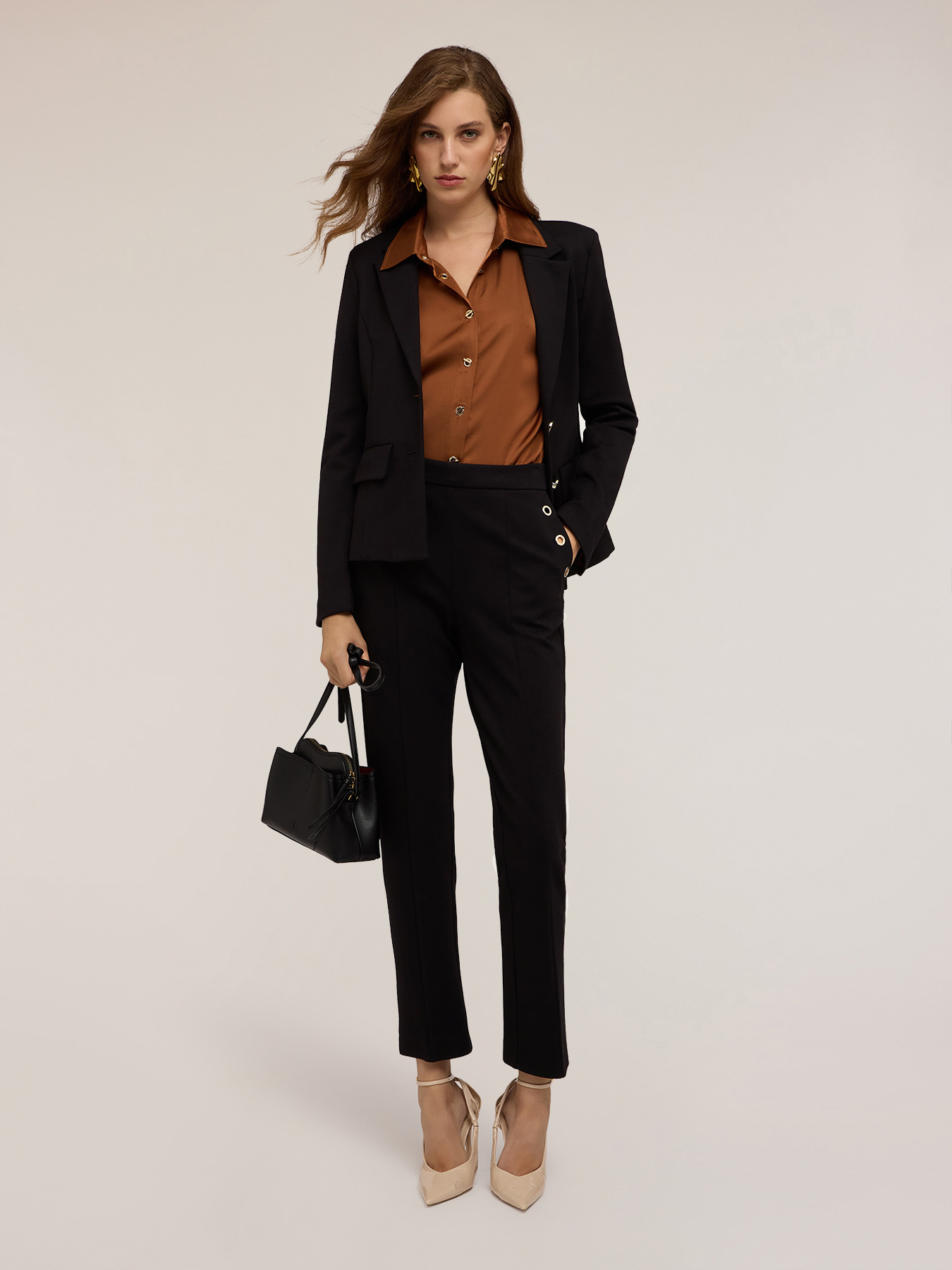 Regular pants with eyelet pattern image number 0