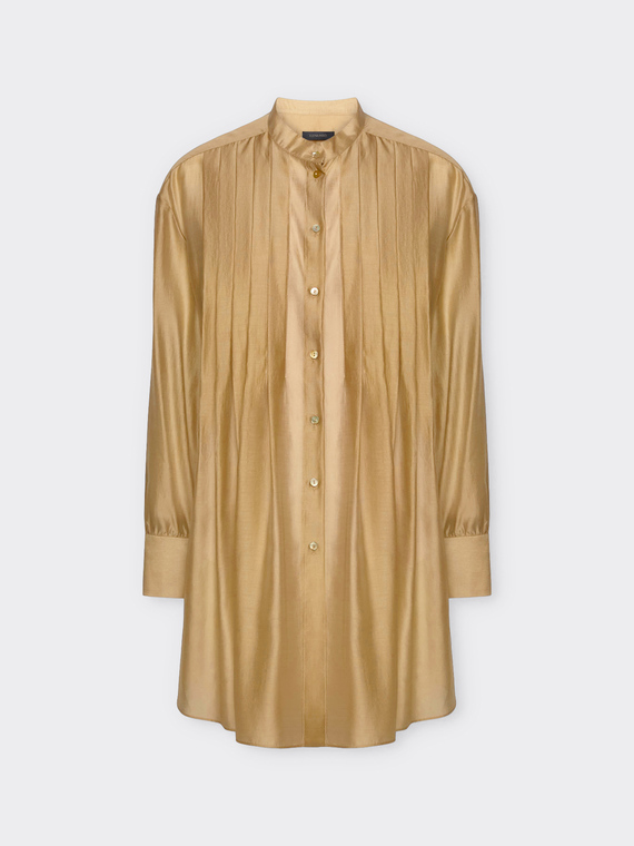 Camisa longa com pregas