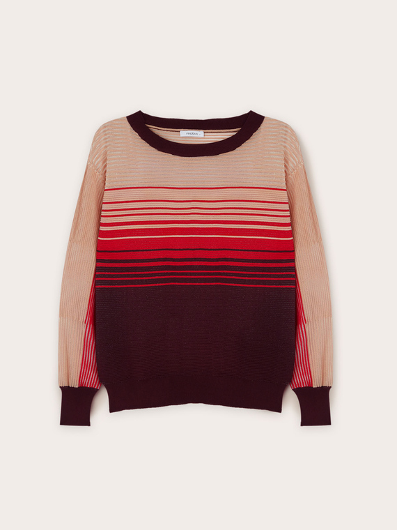 Ribbed sweater with yoke feature