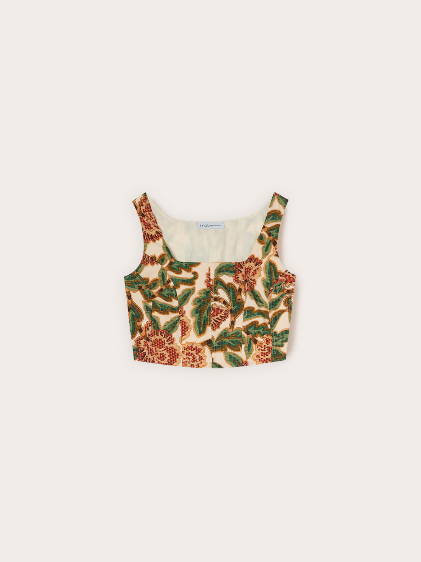 Cropped poplin top with print image number 4