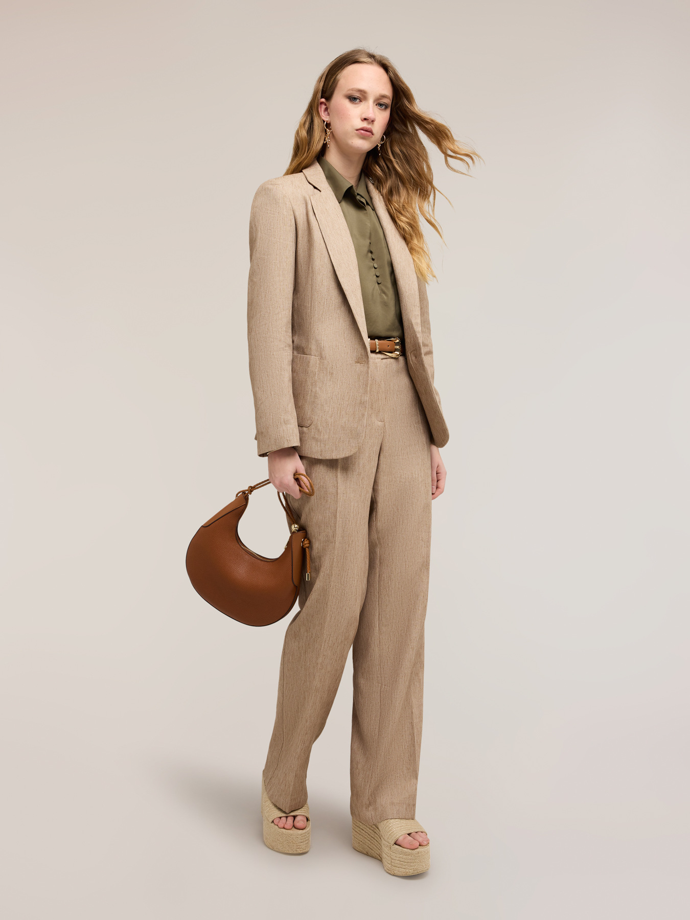 Single-breasted linen blend blazer image number 0