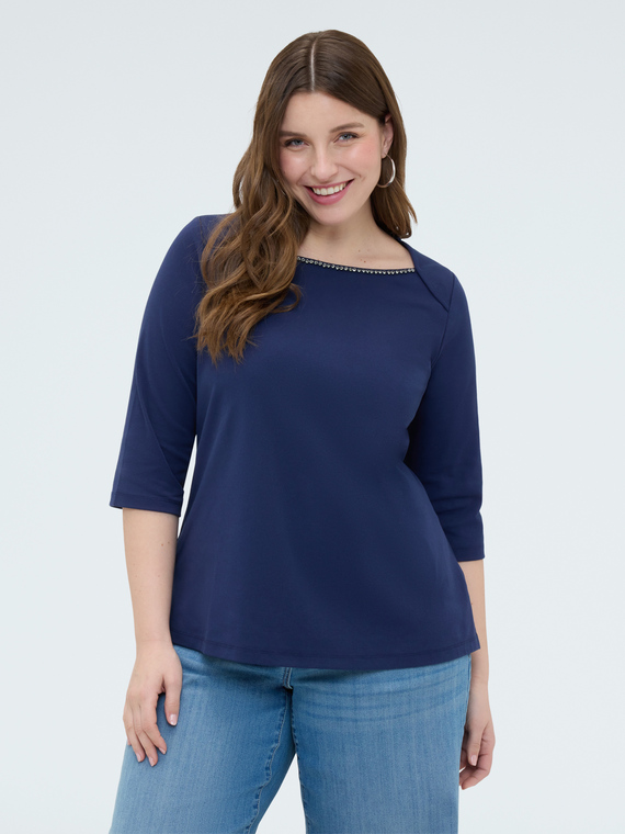 T-shirt in jersey con applicazioni gioiello