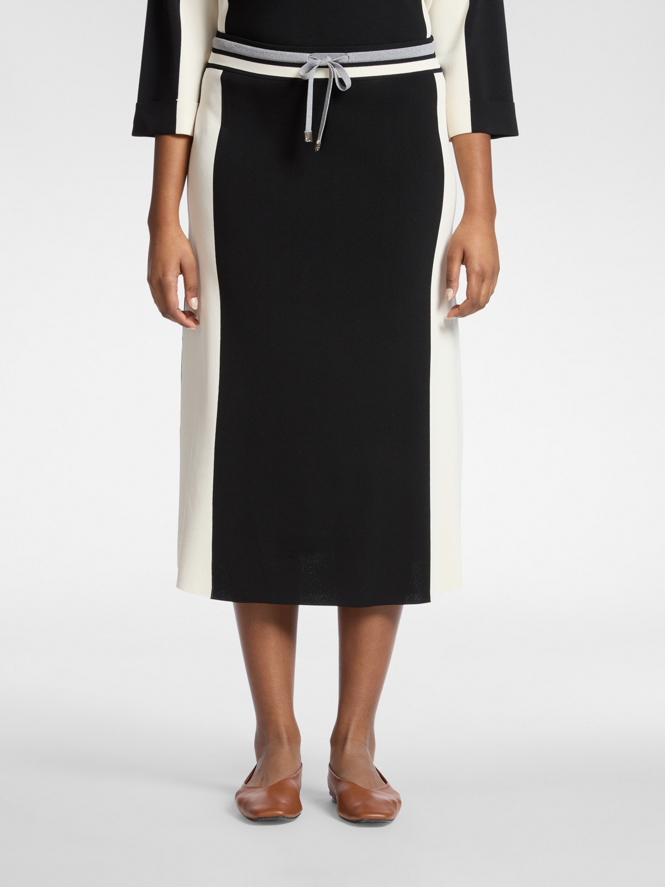 Viscose colour block pencil skirt image number 2