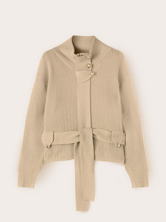 Strickjacke aus schwerem Strick mit Gürtel