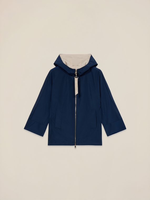 Nylon jacket with hood and zip