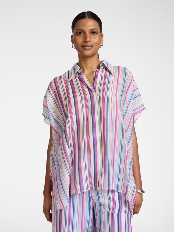Camicia oversize misto lyocell a righe