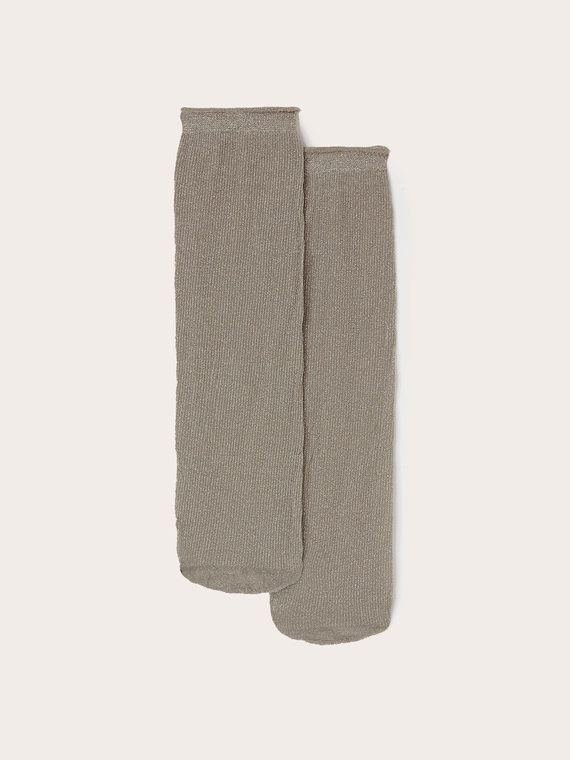 Sheer ribbed lurex ankle socks