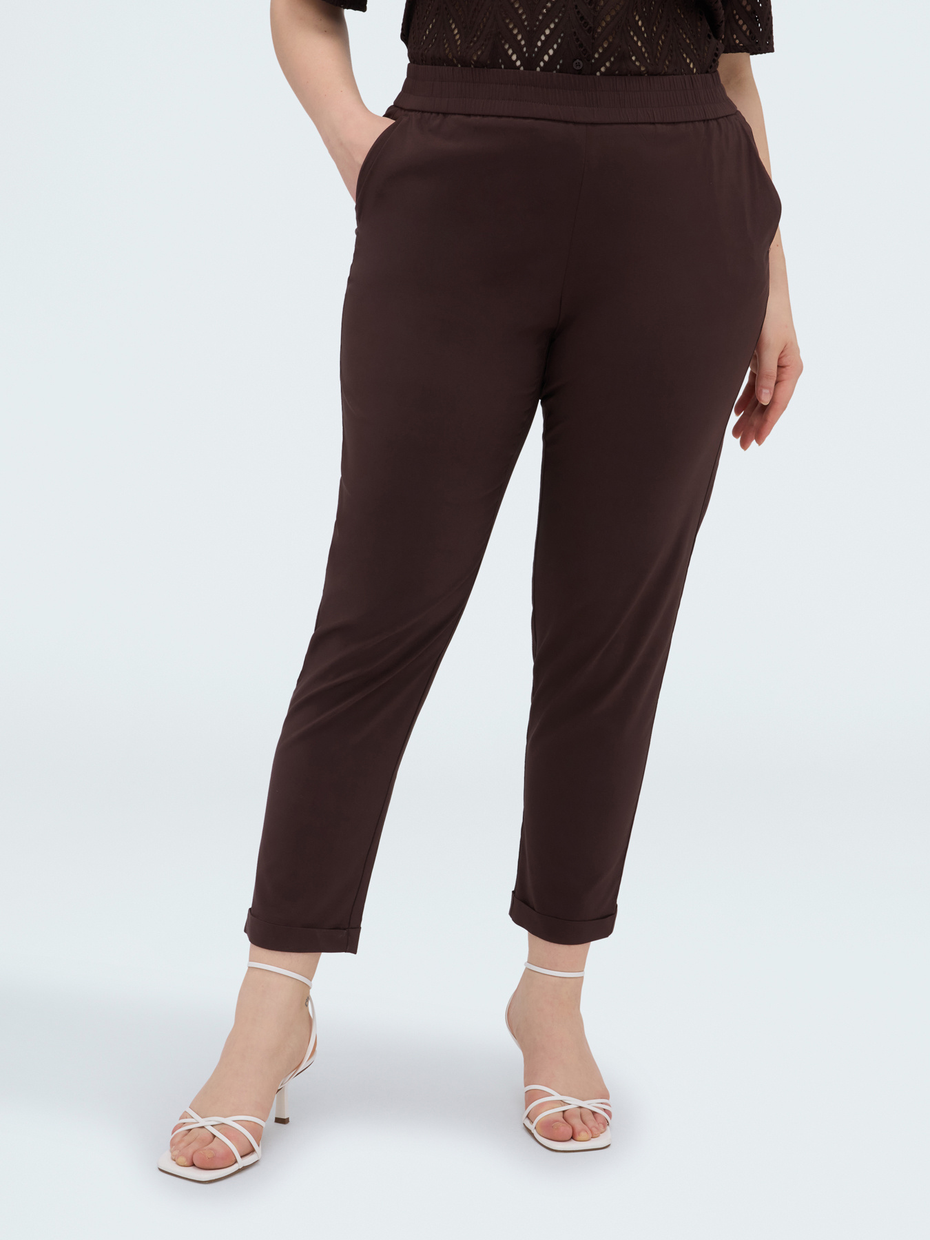 Stretch fabric joggers with cuff image number 0