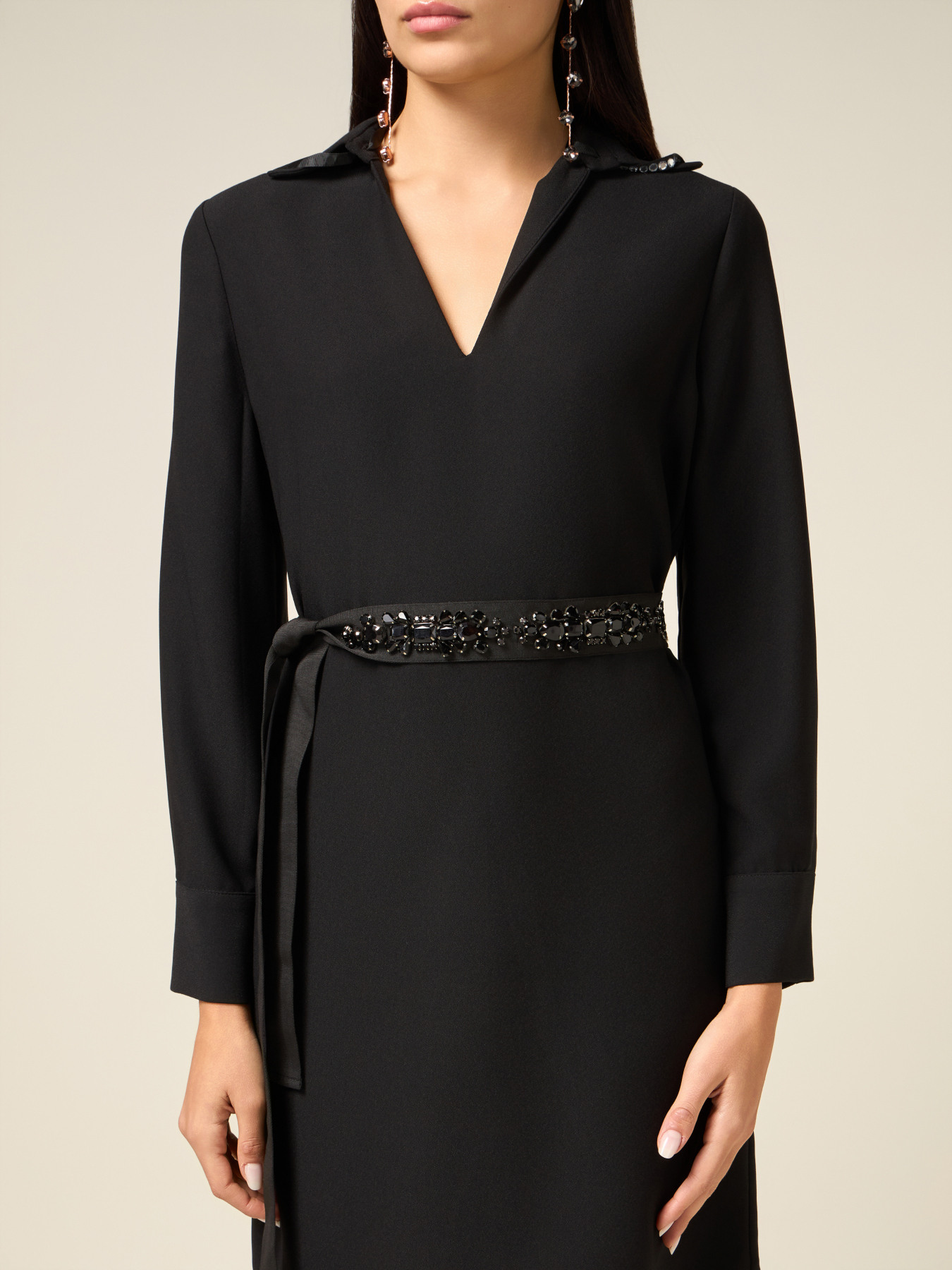 Cintura in gros grain con castoni image number 0