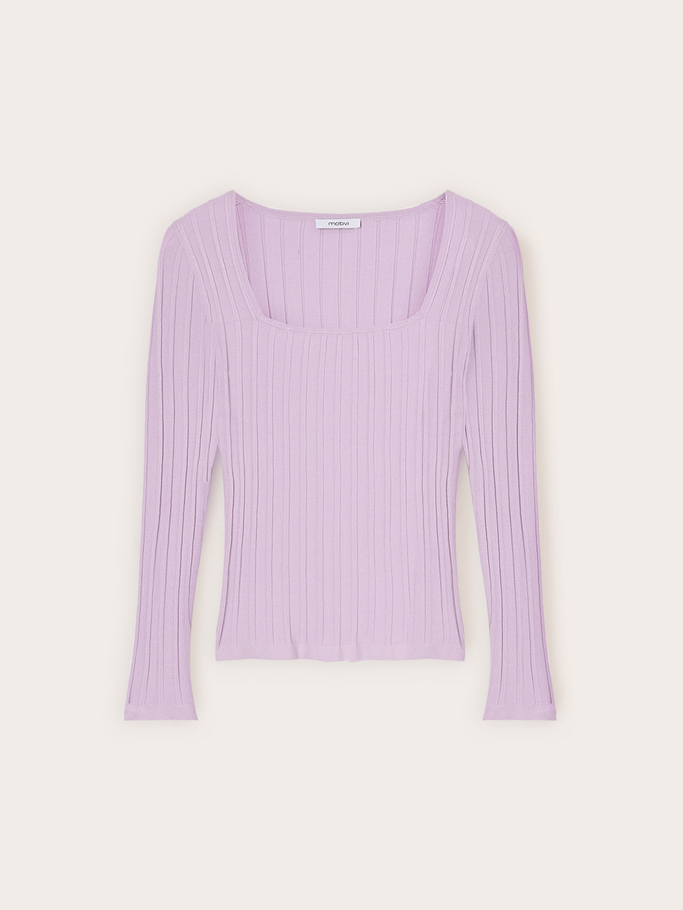 Ribbed knit top with square neckline image number 4