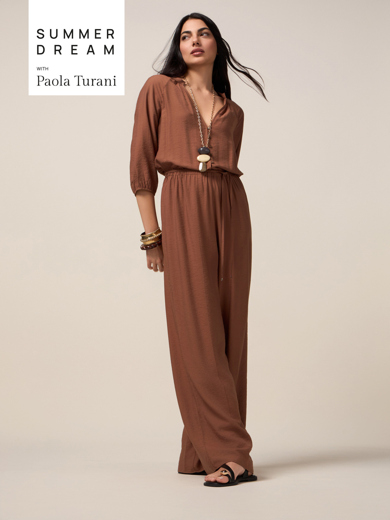 Fluid jumpsuit with V-neck image number 0