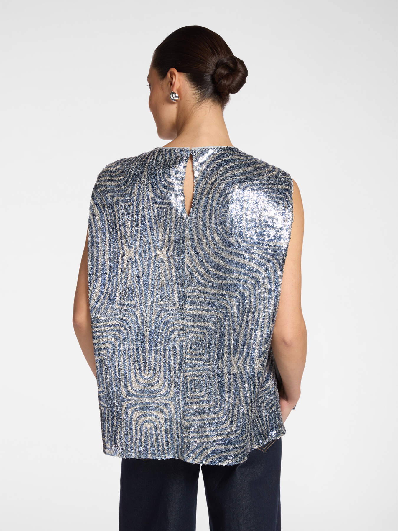 Sequined tulle top image number 1