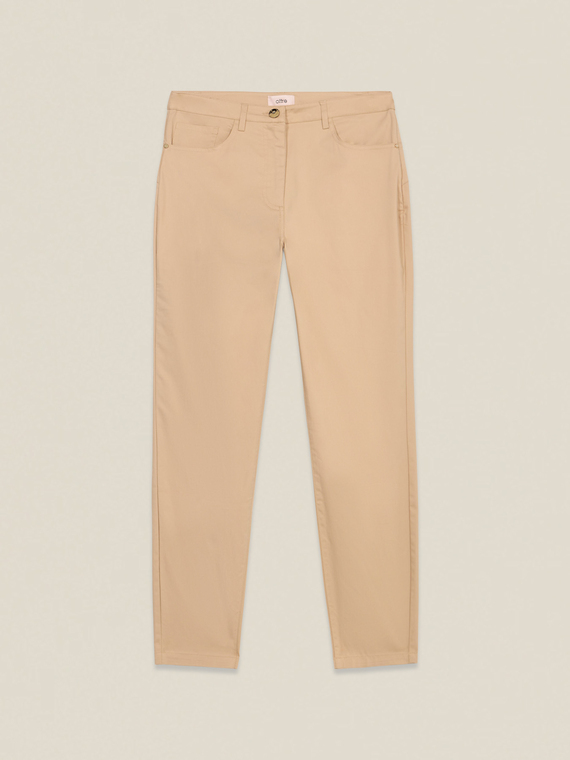 Skinny cotton blend trousers