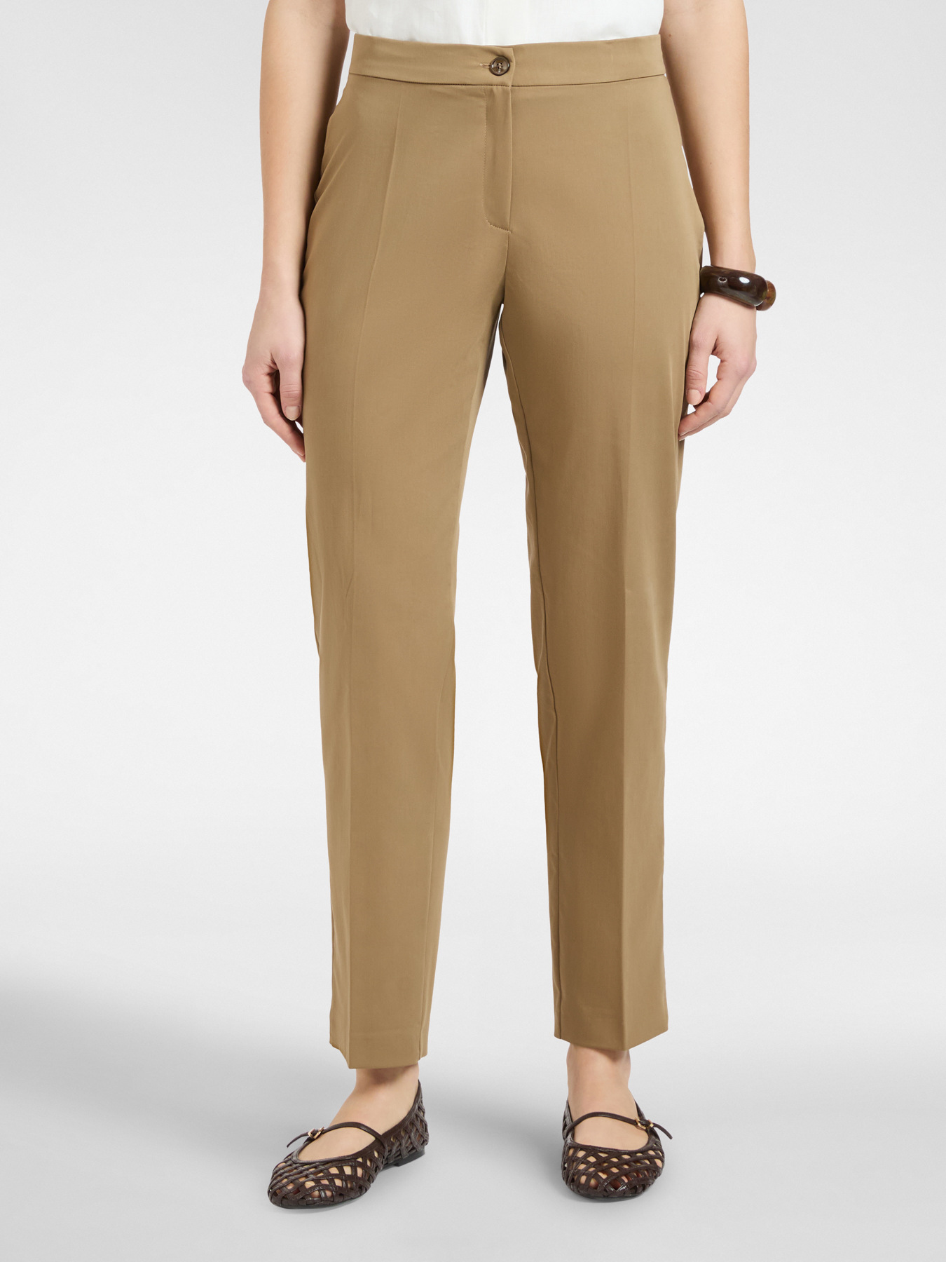 Straight-leg trousers in stretch satin image number 2