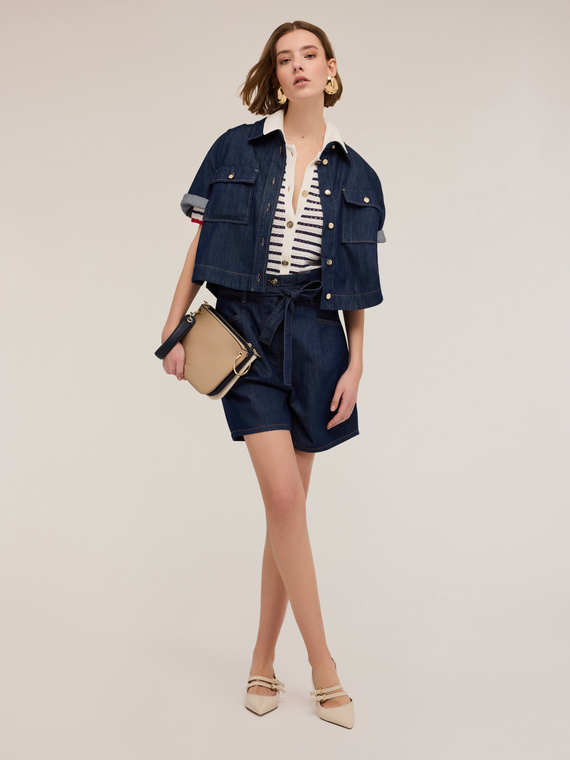 Short à taille haute en denim