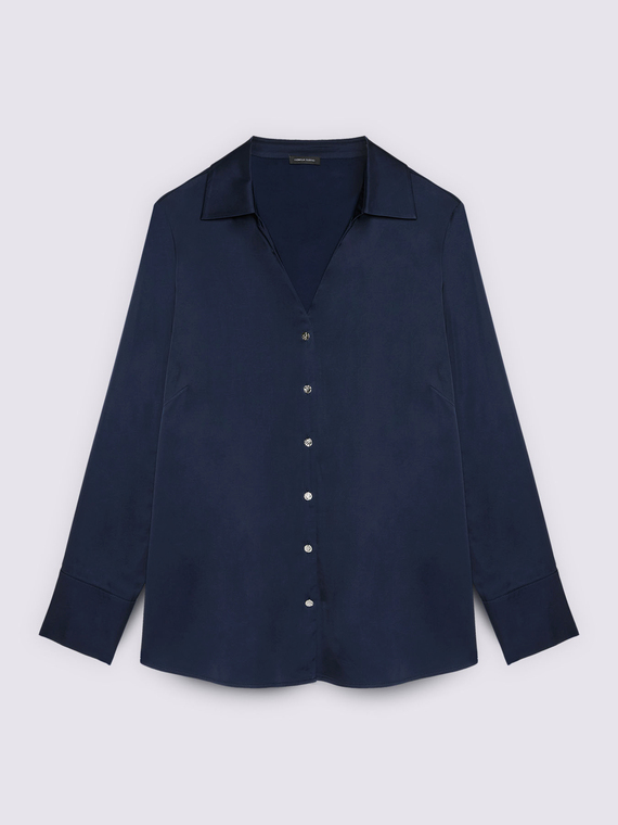 V-neck satin shirt