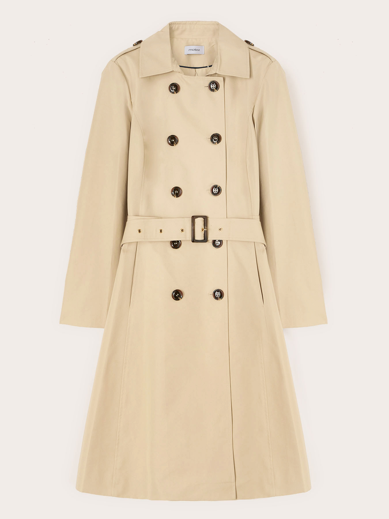 Mixed cotton drill trench coat with double belt image number 7