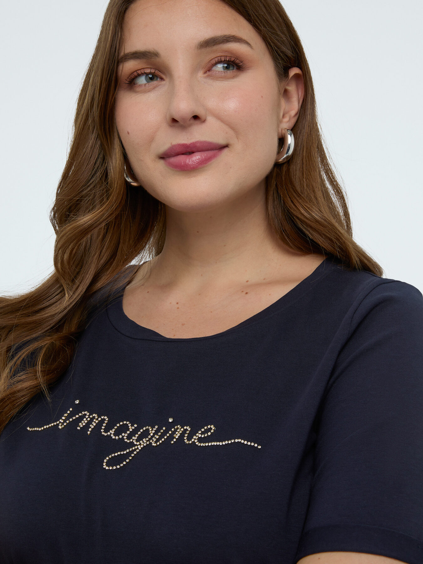 T-Shirt aus Baumwolle mit Crystal-Schriftzug image number 2