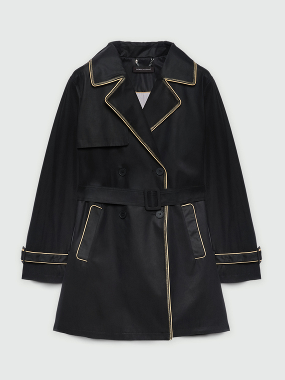 Trenchcoat mit Bordüren in Kontrastfarbe