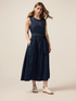 Long denim dress with micro crystals image number 0