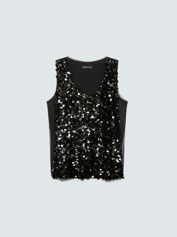 Sequin top with V-neck