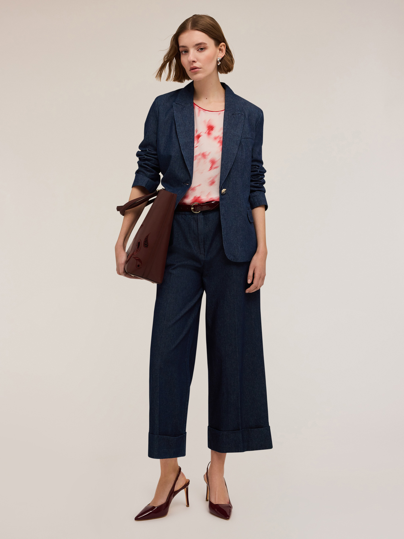 Single-breasted lyocell blend denim blazer image number 0