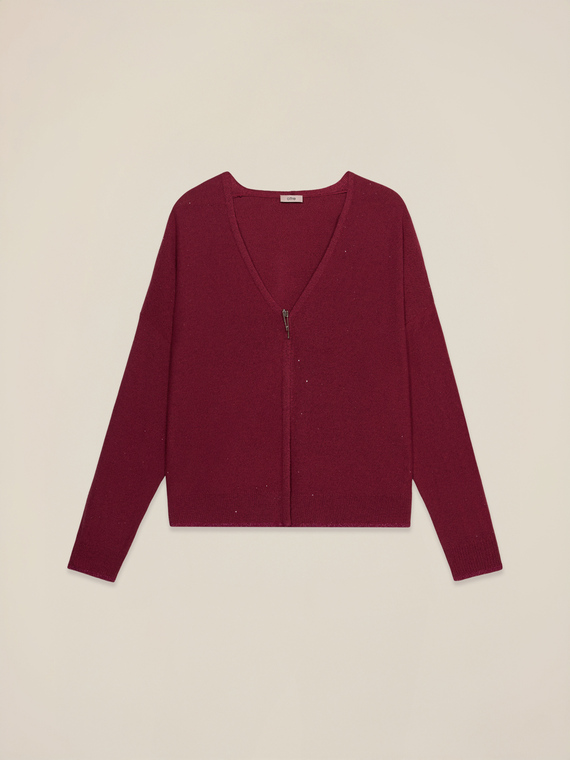 Cardigan misto cashmere con paillettes