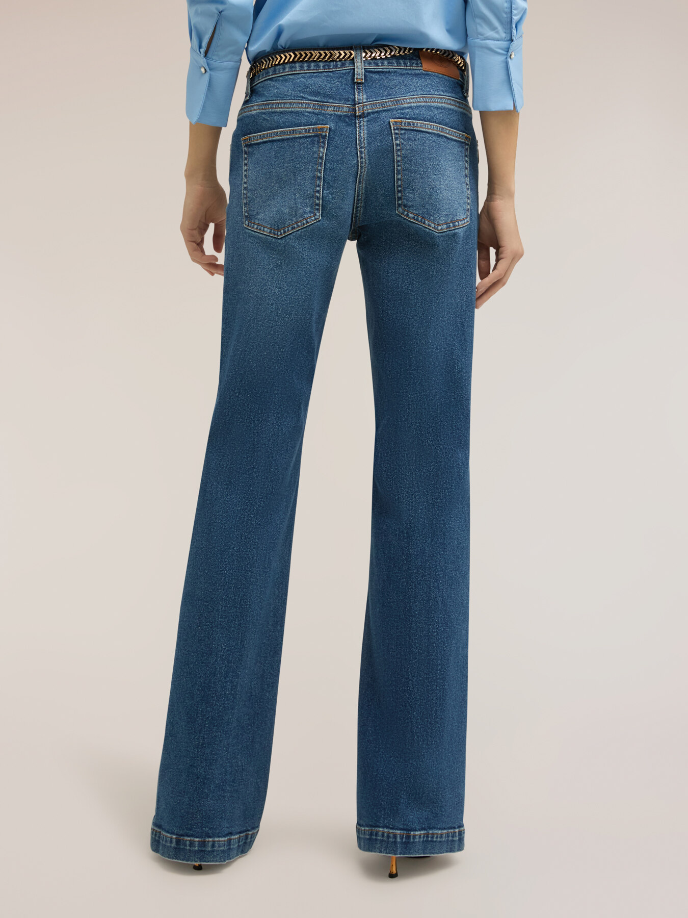 Flare jeans with jewel detail image number 1