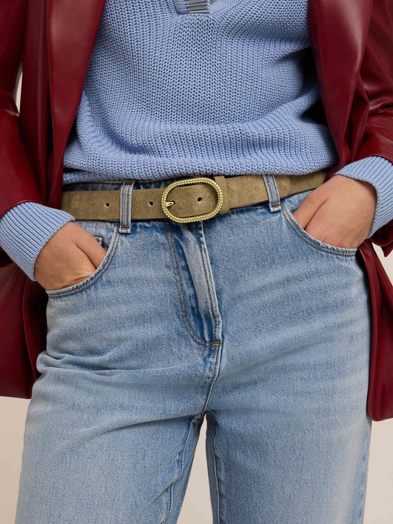 Boho style leather belt image number 0