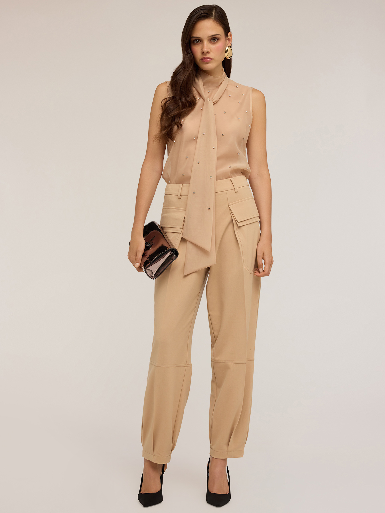 Fluid fabric cargo pants image number 0