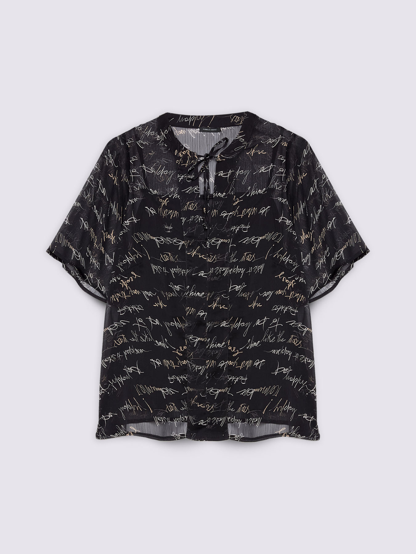 Lettering print blouse in cr&ecirc;pon image number 4