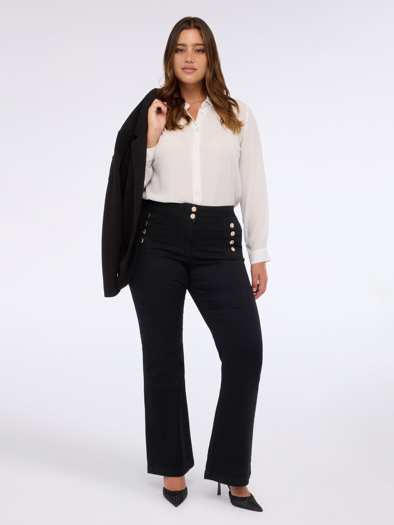 Georgette shirt with micro studs image number 0