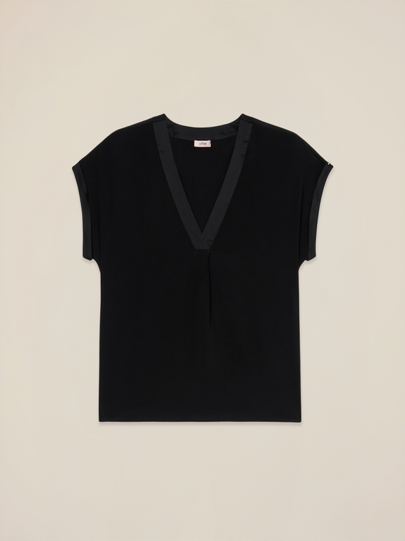 Blusa scollo a V in viscosa
