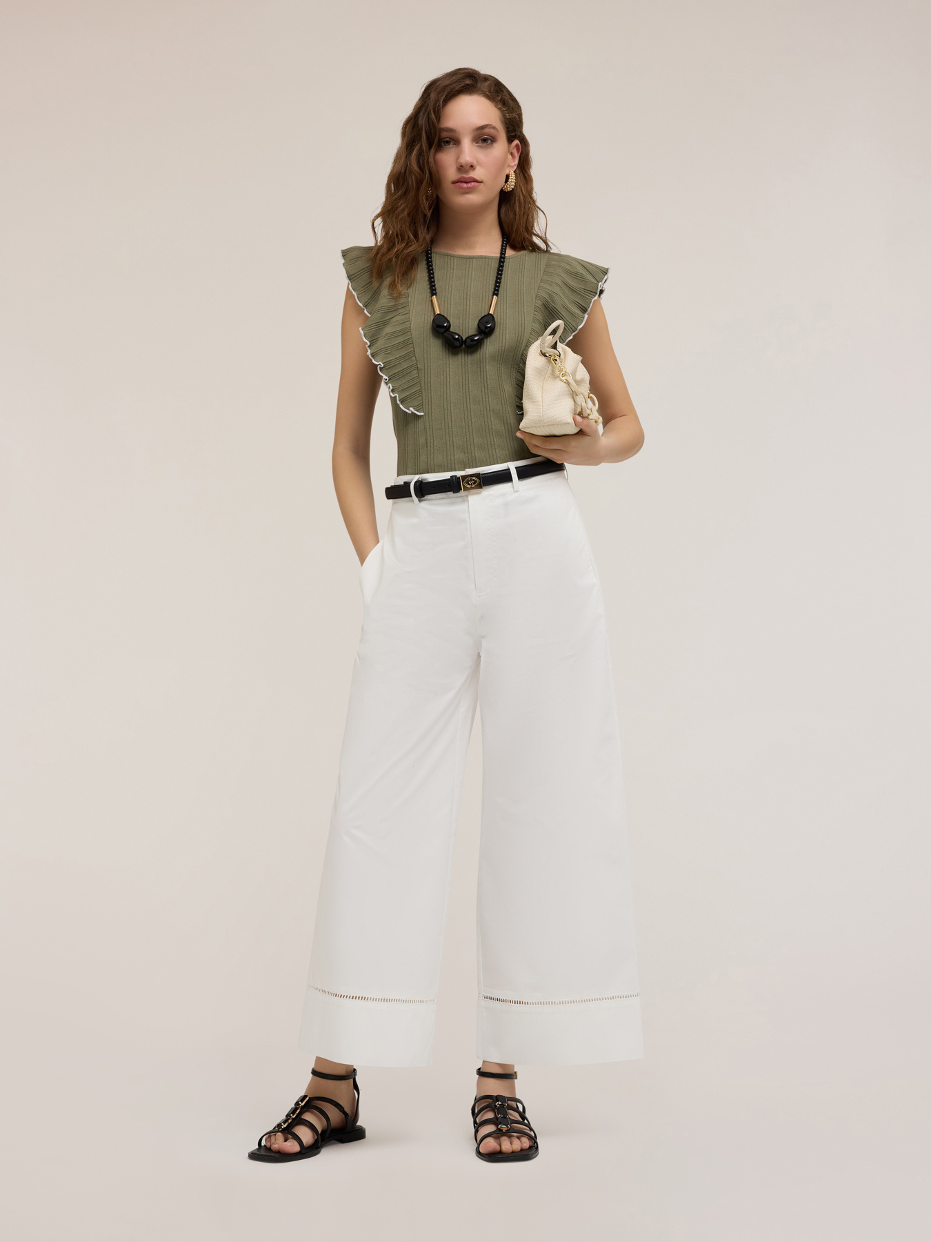 Wide trousers with openwork detail image number 0