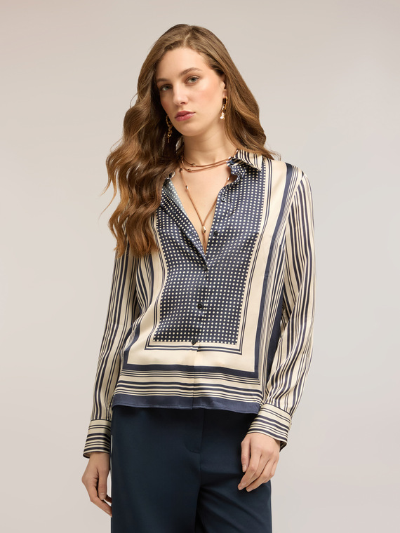 Foulard print satin shirt