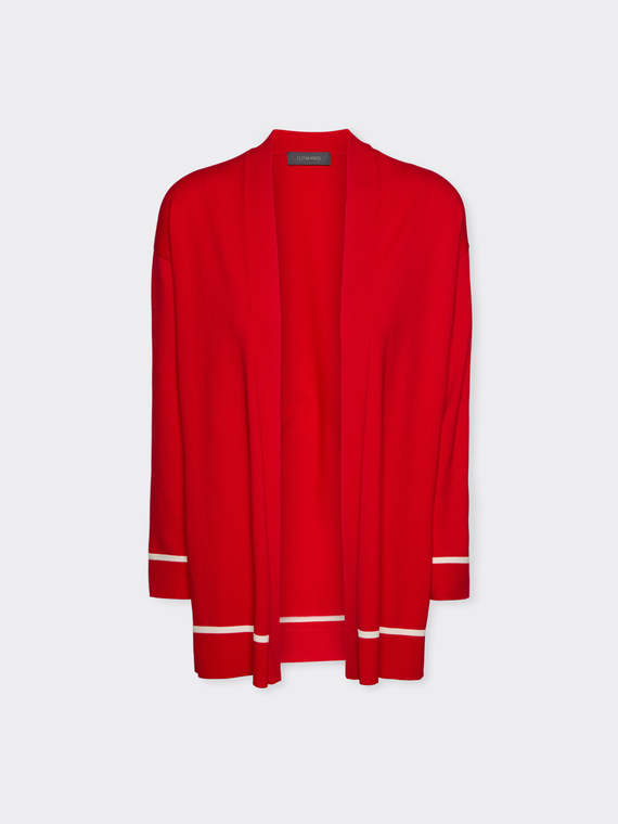 Cardigan misto viscose com detalhes listrados