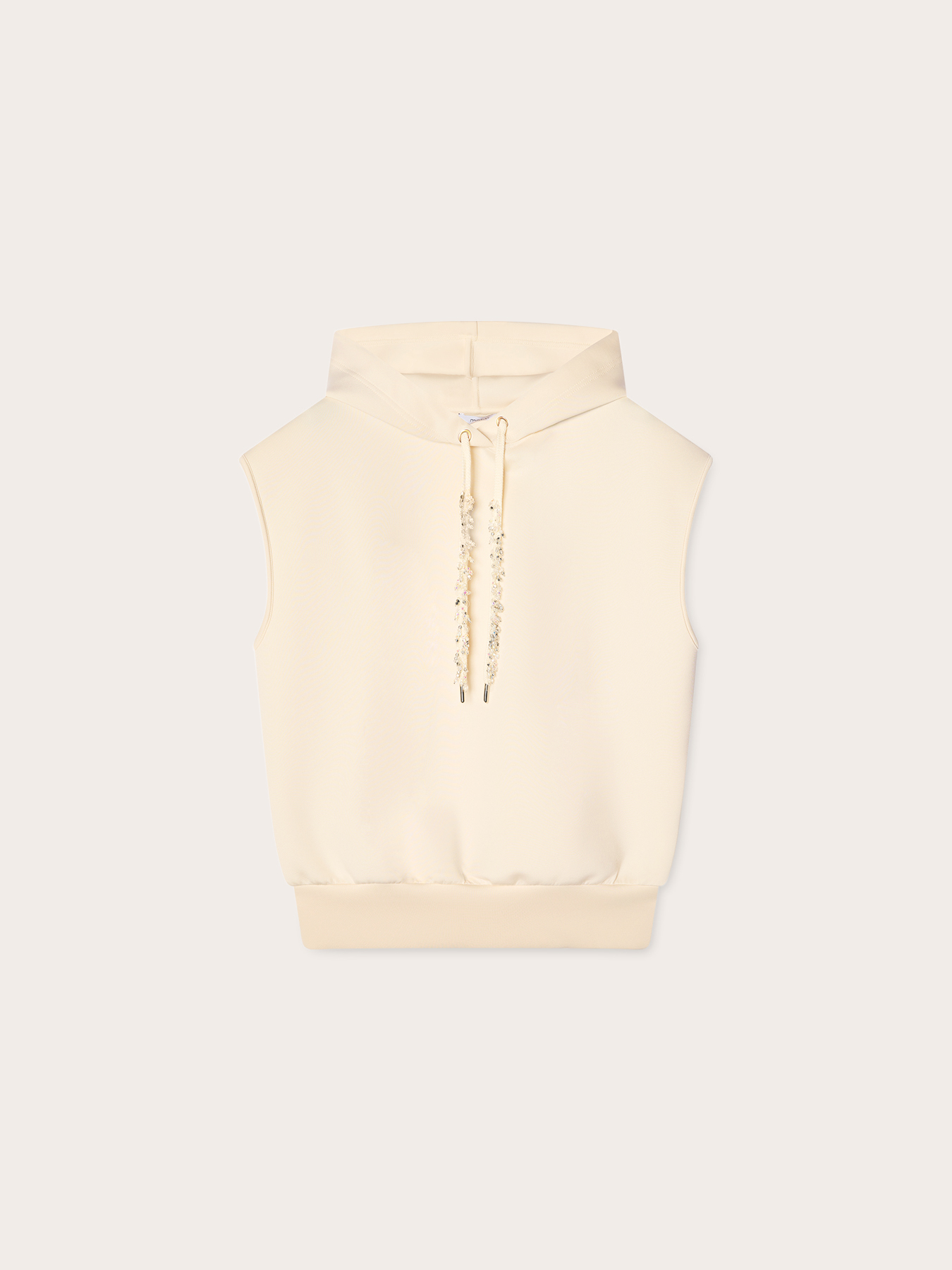Sleeveless hoodie with jewel drawstring image number 4