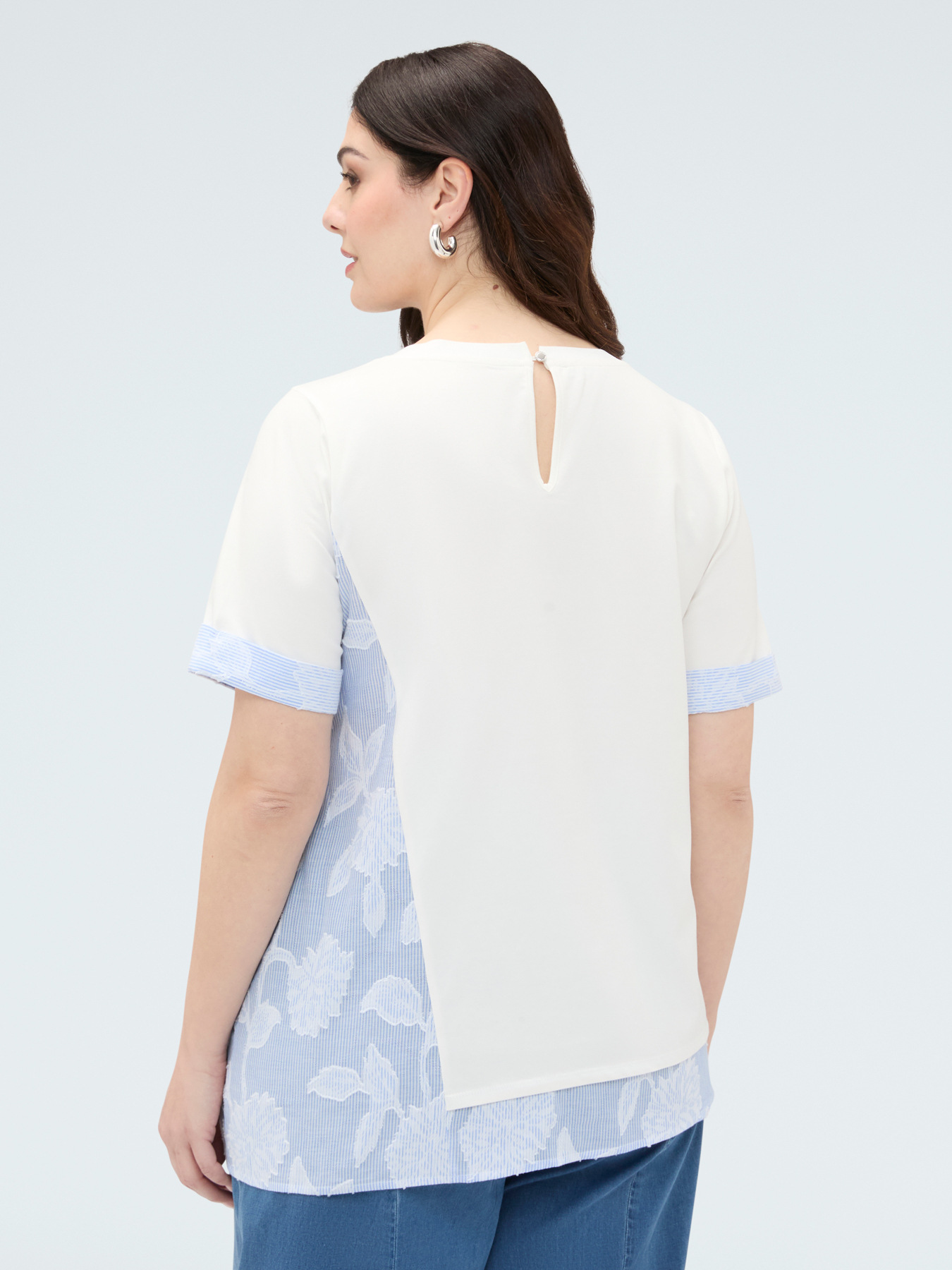Jersey t-shirt with striped inserts image number 1