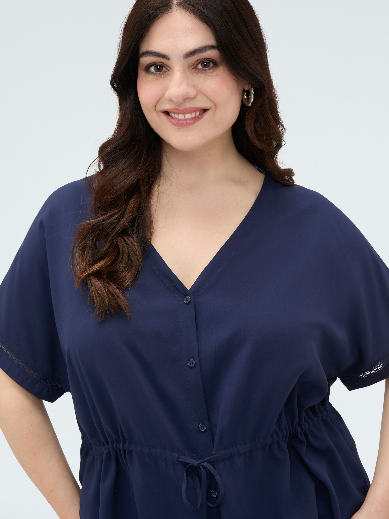 Viscose blouse with drawstring waist image number 2