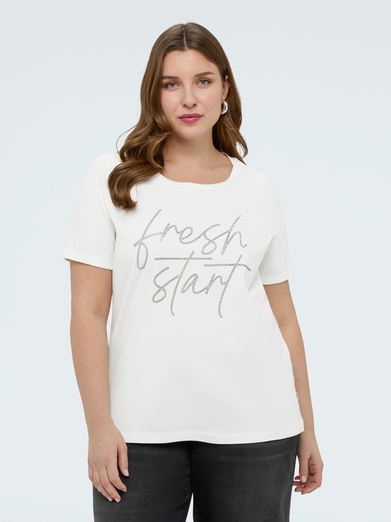 T-Shirt mit Strass-Schriftzug