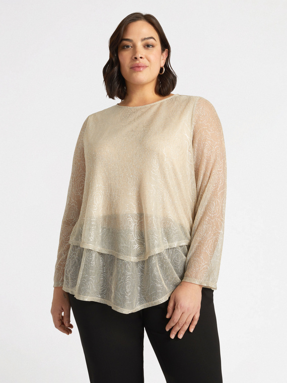 T-Shirt aus Lurex-Jersey mit Überlagerungen